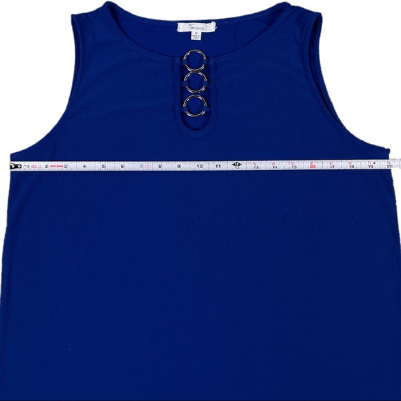 89th + Madison size medium silky blue sleeveless top with metal ring accents - Picture 6 of 9